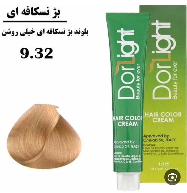 رنگ موی بلوند بژ نسکافه ای خیلی روشن 9.32 دورلایت 100 میل