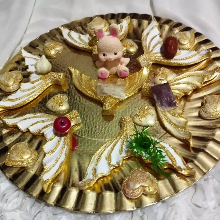 هفت سین با قالب پودر سنگ هنری با طرح دم ماهی و خوشکل