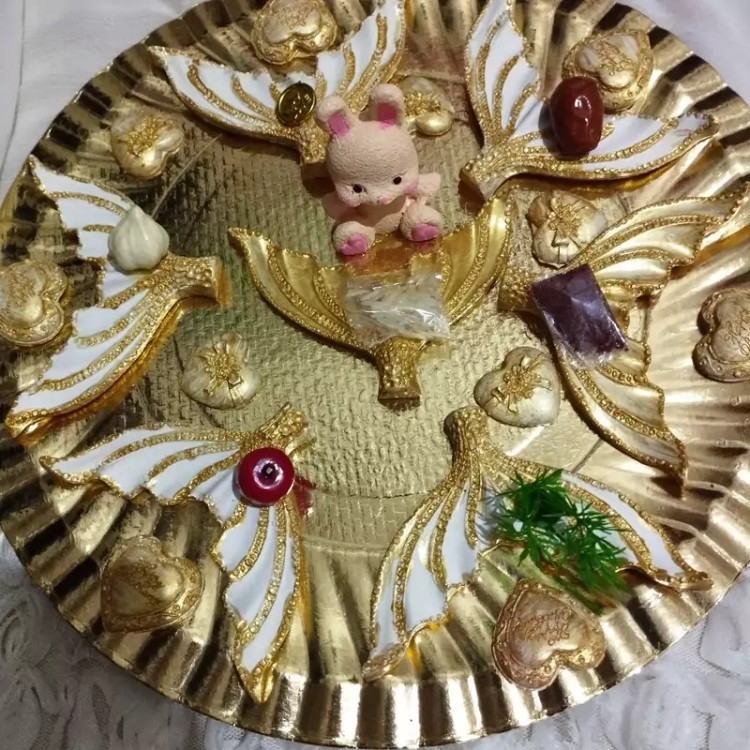 هفت سین با قالب پودر سنگ هنری با طرح دم ماهی و خوشکل