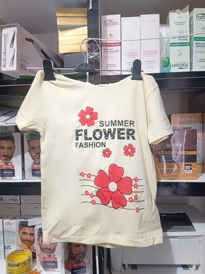 تیشرت کلاه دار دخترانه رنگ پنبه ای سایز 45 کپی